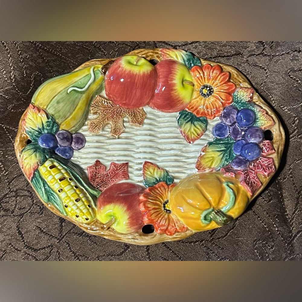 Vintage Fitz & Floyd Colorful Ceramic Fruit and Vegetable small Plate